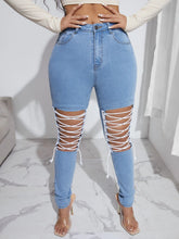 High Stretch Lace Up Front Skinny Jeans
